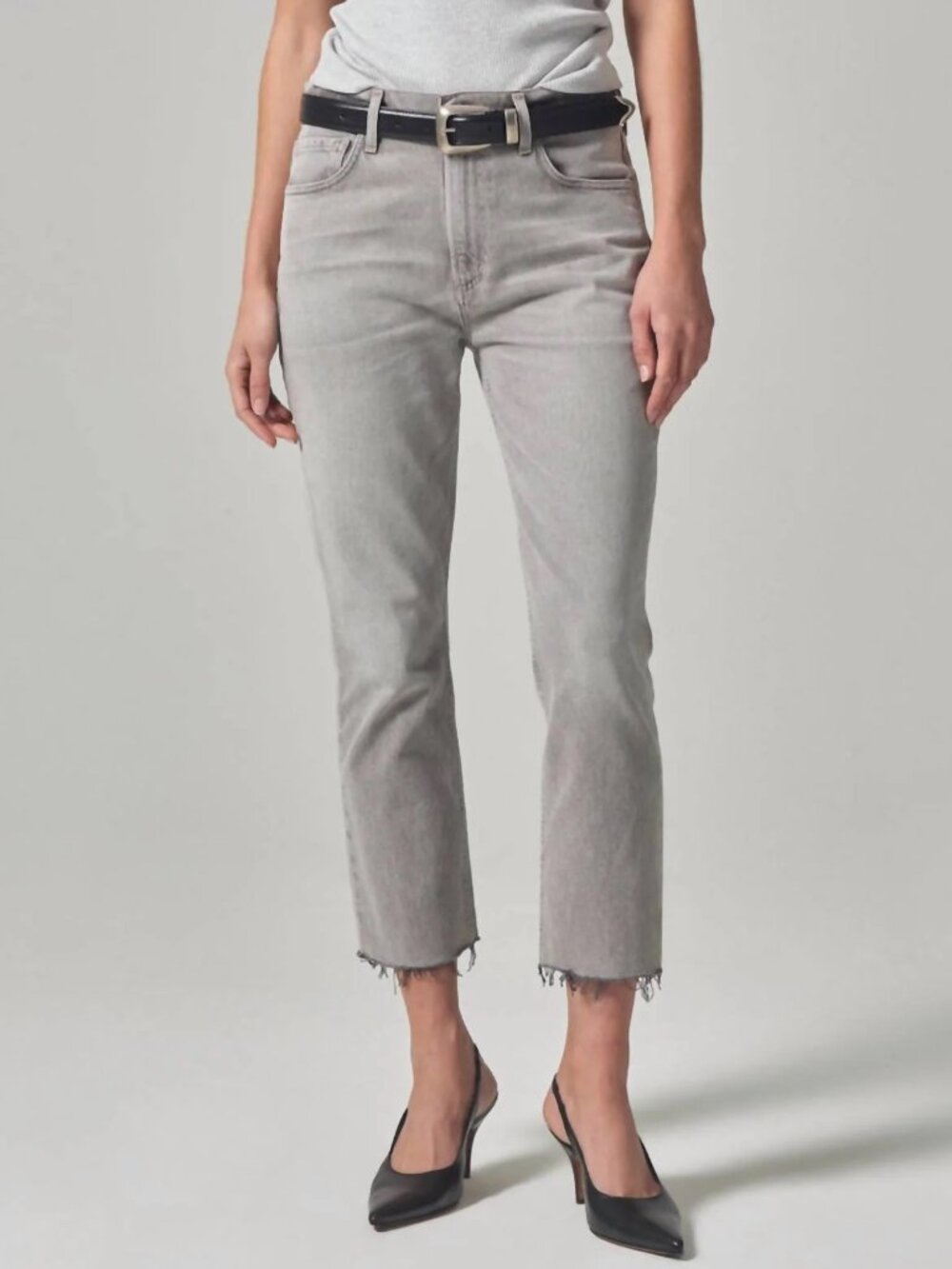 NWOT $298 CITIZENS OF HUMANITY ISOLA STRAIGHT LEG CROP JEANS IN QUARTZ GRY SZ 27
